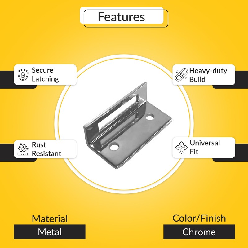 Brixwell Inswing Keeper for Slide Latch, Metal Construction with Chrome