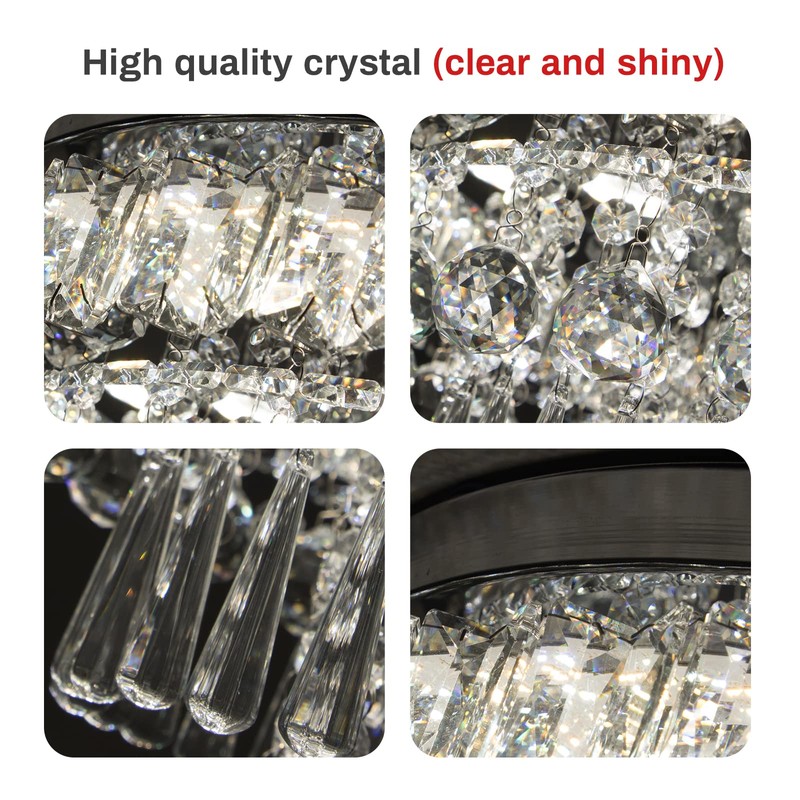 CLAIRDAI Dimmable Crystal Chandeliers Modern Chandeliers LED Flush Mount Crystal
