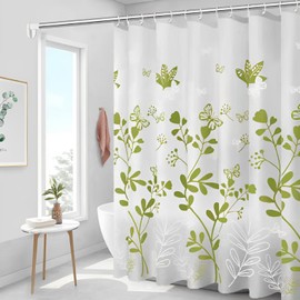 fogman Colorful Waterproof Thicken Cute Fashion Shower Curtain Bath Curtain Room Divider (Butterfly (Green))
