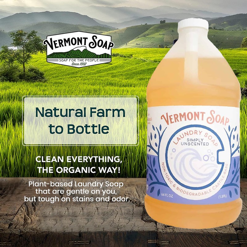 Vermont Soap Laundry Detergent, Laundry Soap, Natural Laundry Detergent Liquid,