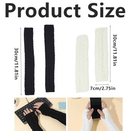 2 Pairs Arm Warmers, Long Fingerless Gloves, Hand Warmer Gloves, for Women Autumn Winter Knitted Arm Sleeve Warm Winter Sleeve Arm Warmers Fingerless Gloves Suitable for Adult Males and Females