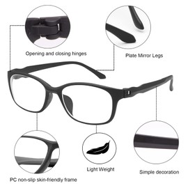 MIRYEA Shortsighted Distance Glasses for Men Women Retro Myopia Glasses Shortsighted Glasses Anti Blue Light Glasses Distance Glasses, black