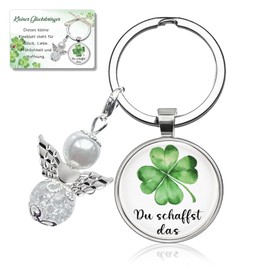 Key ring clover leaf lucky charm, small gifts for advent calendar filling, Christmas gifts small items, good luck gifts courage gift, you create the lucky charm, Green