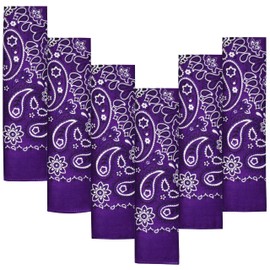 EVERY-VILLE Where EVERYone is Welcome 6 Pack Purple Bandana for Women Men Gift Packaging - 55x55cm, Paisley - Cowgirl Cowboy Motorbike Accessories Scarf Headband Neckerchief