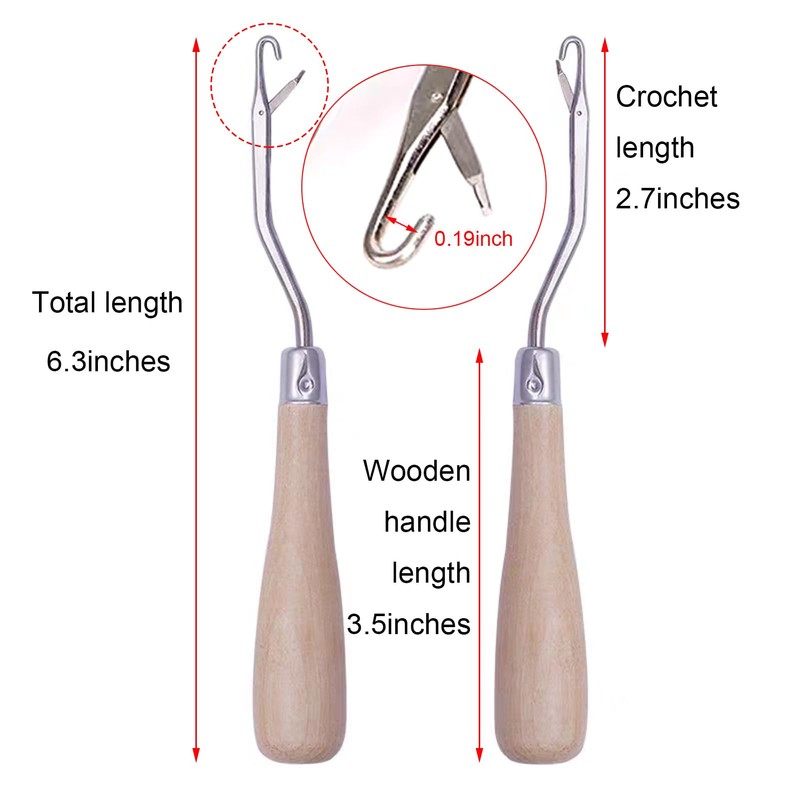 BLUPLE Latch Hook Tools 2 Pieces 6.3 Inch Wooden Bent