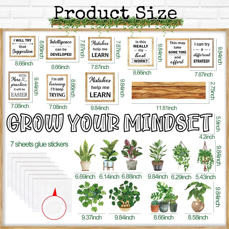 Qilery Bookshelf Bulletin Board Set Grow Your Mindset Motivational Classroom