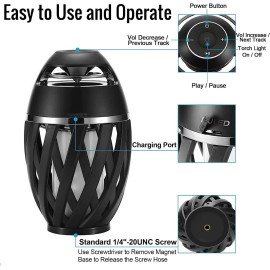 NUNET Outdoor Bluetooth Speakers w. Flickering Flame Tiki Torch TWS with Wall Mounts - 1 PAIR