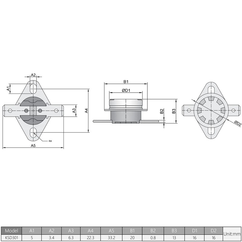 Fielect KSD301 Thermostat Temperature Control Switch,Adjust Snap Disc Temperature Switch