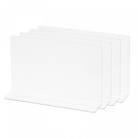 sourcing map L Type Shelf Dividers, PVC Clear Closet Shelf Separator Organizer Clapboard for Kitchen Cabinet Bookcase Office Supermarket 20 x 4 x 12cm Pack of 4