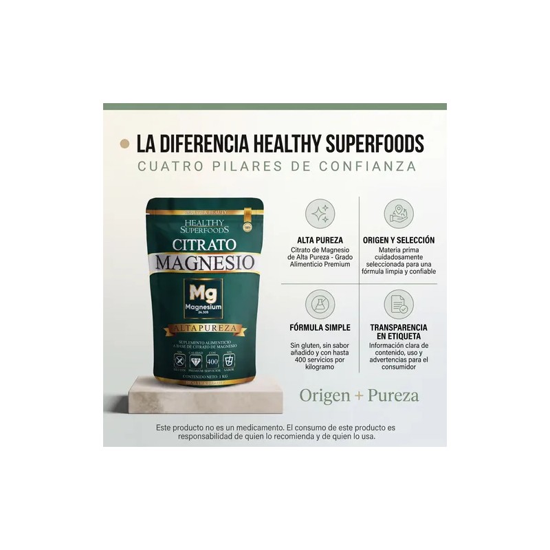 Citrato Magnesio Alta Pureza 1kg Healthy Superfoods