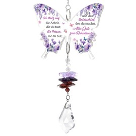 PRSTENLY Renteneintritt Geschenk Frau, Ruhestand Geschenk, Schmetterling Kristall Sonnenfänger Geschenke für Frauen, Mama, Freundin, Lehrerin Abschiedsgeschenk Kollegen Erzieherin