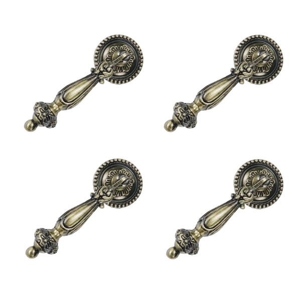 FarBoat 4Pcs Cabinet Tear Drop Pull Knobs Pendant Antique Decorative