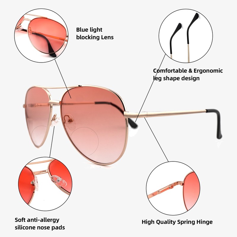 SOPHILY 3 Pack Bifocal Reading Sunglasses for Women Men, Aviator