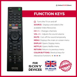 New For SONY KD-65XF7596 LED TV's REMOTE CONTROL
