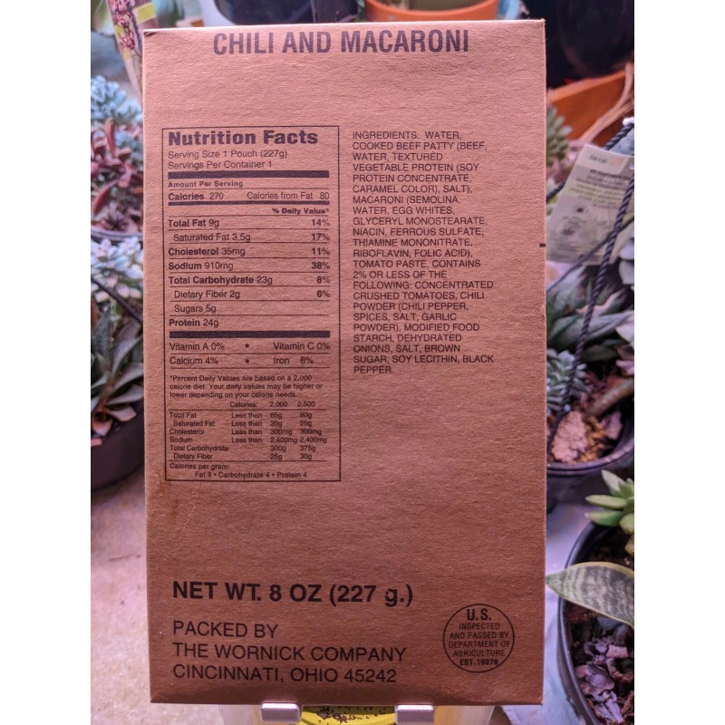 Wornicke Company Vintage MRE Chili and Macaroni (Circa 1999?) Factory