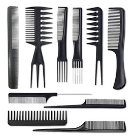 10 Pieces Hair Brush Comb Men Styling Round Brush Curling Comb Coarse Zinc Sleek Brush Beard Comb Hairdresser Comb Set Comb Men Beard Brush Curling Comb Men