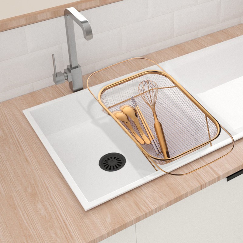 Over The Sink Colander Strainer Basket Stainless Steel For Kitchen