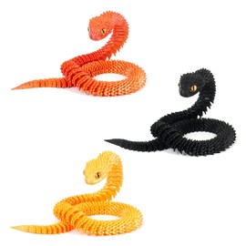 GETFACAI 3 PCS 3D Printed Snake, 3D Snake, Fidget Snake, 3D Printed Animals, 3D Animals, Fidget Snake 3D Printed Fidget Toy 3D Printed Simulation Snake Animals Model Ornaments for Home Desk Decor