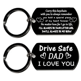 MADHAHEFU Drive Safe Keychain For Dad From Daughter Father's Day Gifts For Farher Christmas Birthday Gifts For Dad Daddy