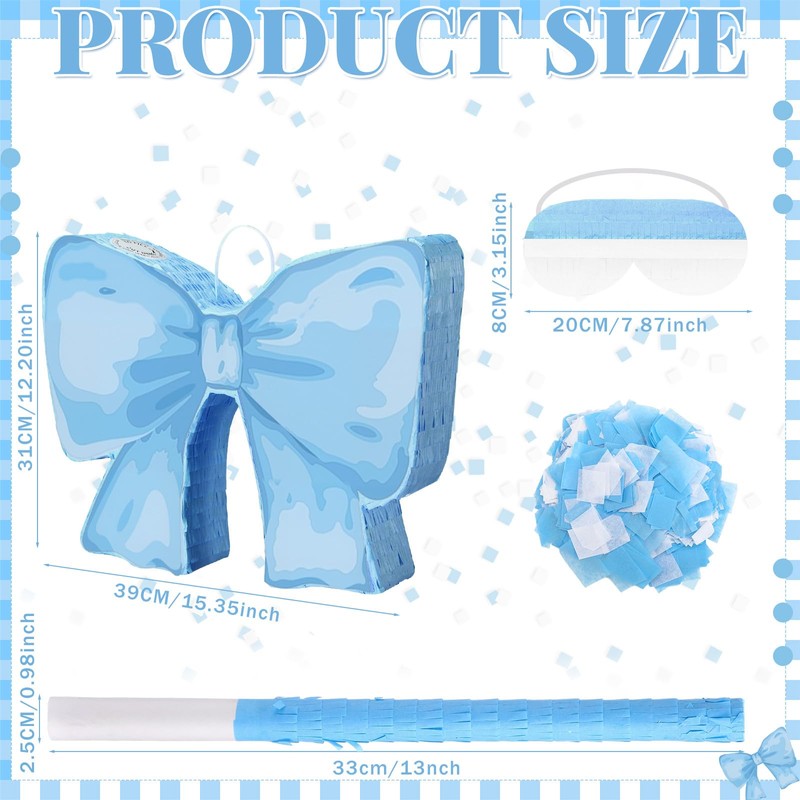 Feifeiya Coquette Blue Bow Piñata Blue Party Piñata Bundle with