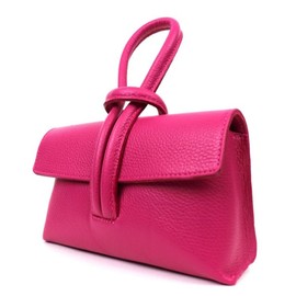 LeahWard Women's Leather Clutch Bag With Loop Handle (Fuchsia)