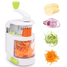 Dreamhigh® Spiral Vegetable Cutter, 4 in 1 Zucchini Spaghetti Cutter with Collection Container, BPA-Free, Vegetable Spiral Cutter for Carrot, Cucumber, Potato, Pumpkin, Zucchini, Onion