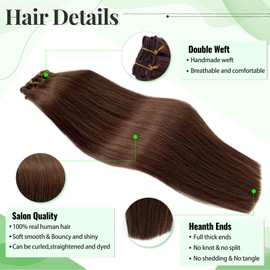 Hair Extensions Clip ins Medium Brown Real Hair Extensions Clip in Human Hair 22 Inch Silky Straight Clip on Human Hair Extensions 70grams 5pcs Thick Full Real Human Hair Double Weft for Women