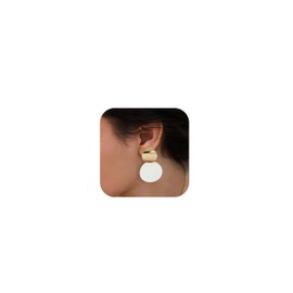 HolidayQbee Women's Clip On Earrings in White and Gold, Fashionable Clip Earrings Without Pierced Ears, Skin-friendly & Colour Faithful, Statement Jewellery for Everyday Use & Gift Ideas