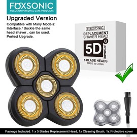 FOXSONIC Upgraded 9 Blades Body Head Shaver Replacement Heads for Many Brands 9 Blades Replacement Shaver Head Blade 9 Heads Beard Electric Razor Shaver Head for Blad Men