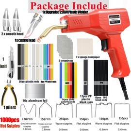 Upgraded 220W Plastic Welder, 2 in 1 Plastic Welding Kit Plastic Repair Welder Kit 1000PCS Hot Stapler Soldering Gun with 100PCS Plastic Welding Rods Car Bumper Repair Kit for Most Plastic Repair
