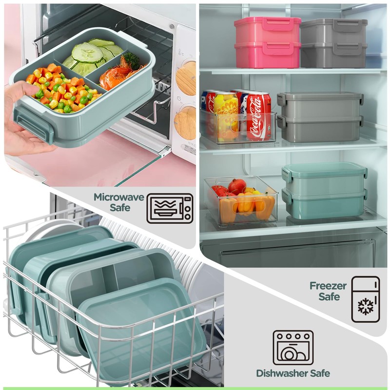 WayEee Lunch Box Adults,2190ml Large Capacity Bento Lunch Box with