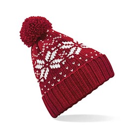 Beechfield - Fair Isle Snowstar® Beanie - Elegant Design - Classic Red/White