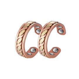 YINOX Super Strong Magnetic Copper Rings for Men and Women, Indian Handwoven Magnetic Copper Rings, Includes 4 NdFeB Magnets and High Quality Gift Box (2 PC)