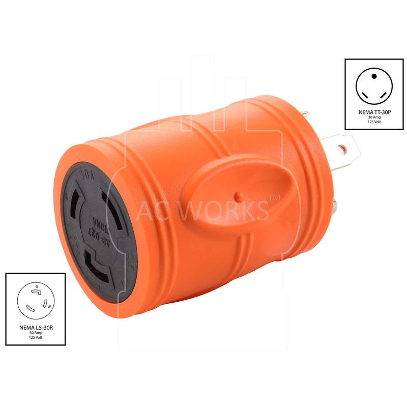 AC WORKS [ADTTL530] Generator Adapter RV 30Amp TT-30P to L5-30R