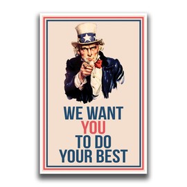JSC376 Uncle Sam We Want You Classroom Poster | 18-Inches by 12-Inches | Premium 100lb Gloss Poster Paper