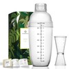 Homestia 2Pcs Plastic Cocktail Shaker with Jigger Set, Hand Shaker