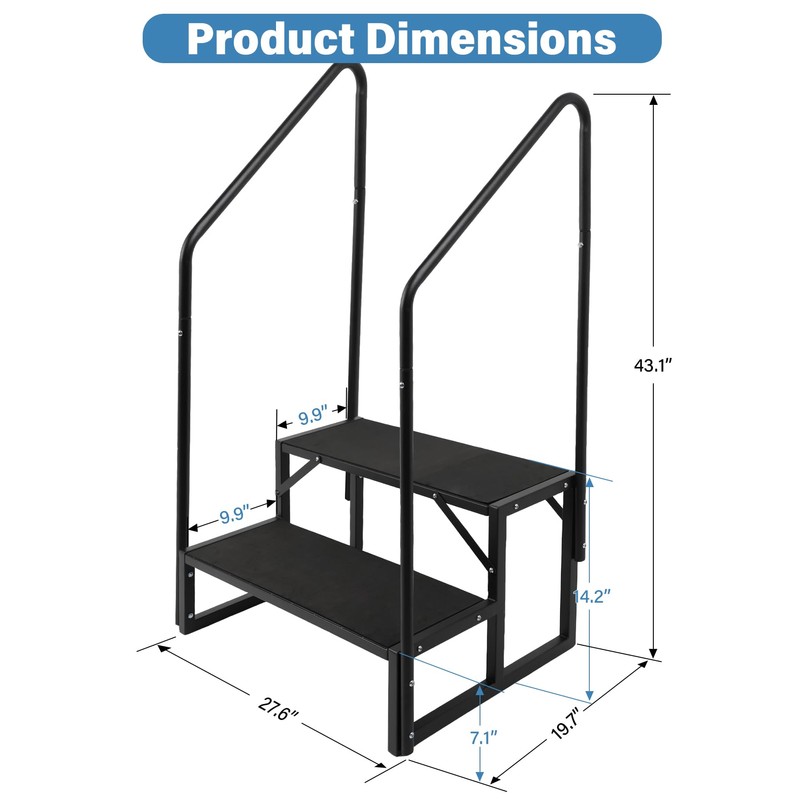 RV Steps w/Dual Handrails, 2 Step Spa Hot Tub Steps