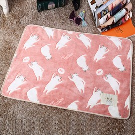 Moecat Life Blanket, Cute, Cat Pattern, Flannel Blanket, Napping, Cold Protection, Air Conditioning, Four Seasons (Light Blue, 39.4 x 29.5 inches (100 x 75 cm)