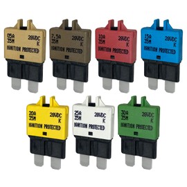 Manual Reset ATC/ATO Multipack 5A, 7.5A, 10A, 15A, 20A, 25A, 30A Circuit Breaker Fuse for Automotive Marine Boat Car Truck RV Audio Battery Protection | Low Profile (Multi Pack)