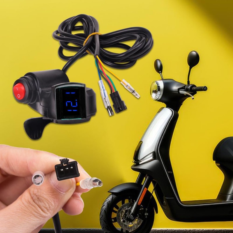 KOOBOOK 1Pcs 12V-72V E-Bike Universal Thumb Throttle LED Display Voltage