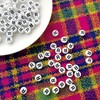 Looconi Letter Beads R 200pcs 7x4mm White Round Acrylic Black
