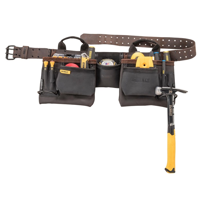 DEWALT Leather Tool Belt, Durable, 11 Pocket Professional Belt (DWST550112)