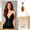 Copal Amber Necklace with 925 Silver Leaf Pendant, Adjustable Length,