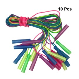 STOBOK Adjustable Jumping Rope 10pcs, Plastic Handle Skip Rope School Exercise Game Kids Soft Skipping Rope Plastic Handle Jump Rope Fitness Sports Rope - Random Color, 300cm