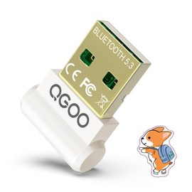 USB Bluetooth Adapter for PC - QGOO Bluetooth Dongle 5.3 EDR, Wireless Bluetooth Receiver for Desktop Computer Laptop Bluetooth Windows 8.1/10/11（white-033）