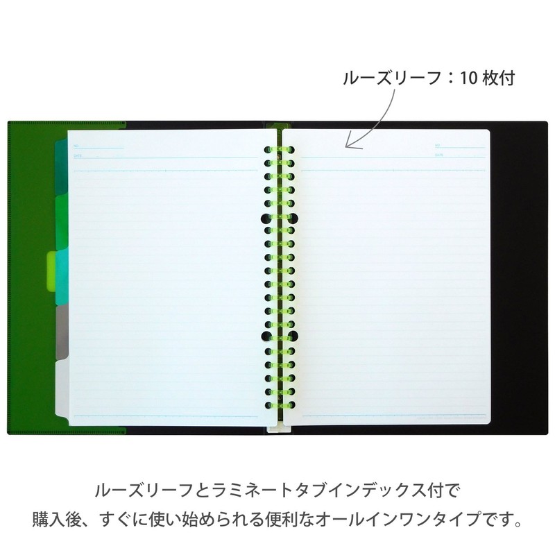 Maruman F414-03 Loose Leaf Binder, A5, Clararte, 20 Holes, Green