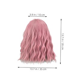 Healeved Wave Wig with Air Bangs Bob Cosplay Wig for Women Lightweight Synthetic Hair Stylish Design for Daily Wear and Special Occasions Pink