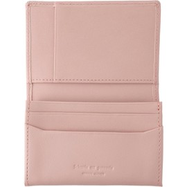 NSL-2403 Slip-on Noir Business Card Holder, Pale Pink, Genuine Leather, Simple, Holds Approximately 30 Business Cards