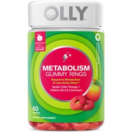 OLLY Metabolism Gummy Rings, Metabolism and Cellular Energy Chewable Supplement,* Apple Cider Vinegar, Vitamin B12, Chromium Picolinate, Apple Flavored, 60 Day Supply - 60 Count