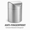 JILLICK Small Mini Trash Can with Lid, Brushed Stainless Steel